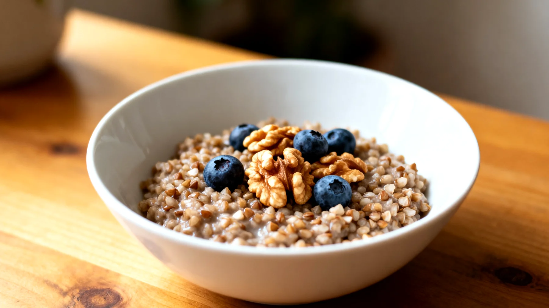 Porridge di grano saraceno con noci e mirtilli"