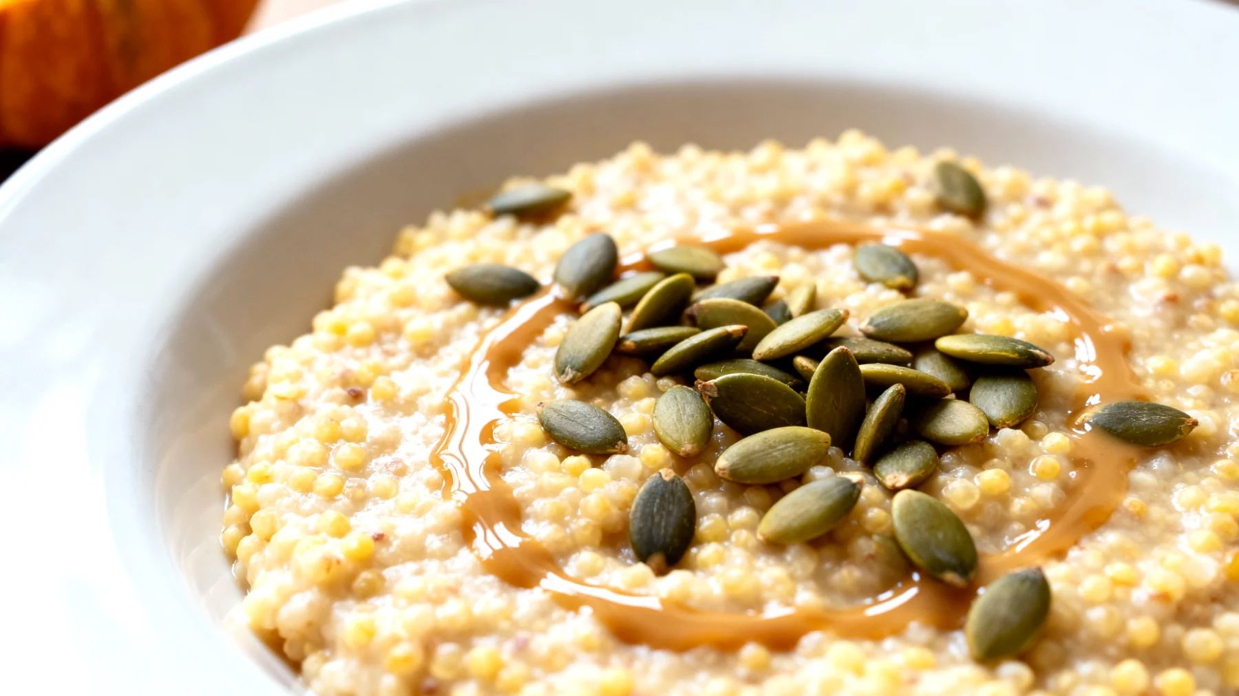 Porridge di miglio con semi di zucca e tahini"
