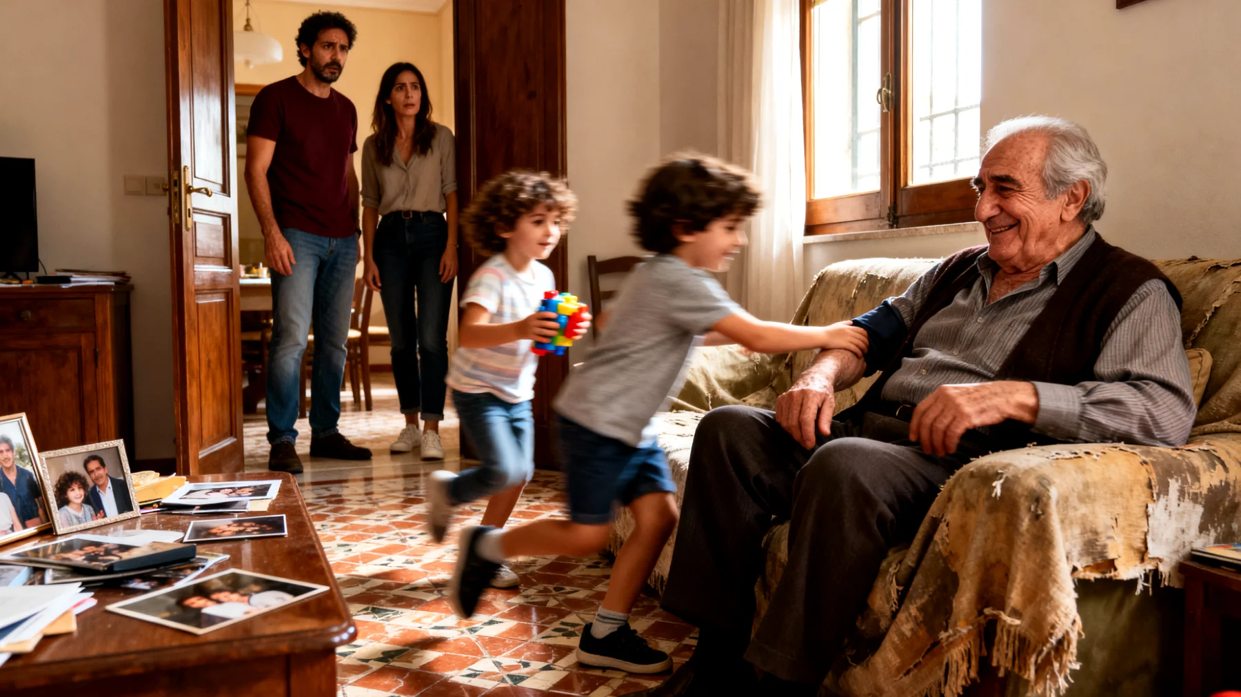 Il nonno fatica a far rispettare regole e limiti ai nipoti bambini durante il tempo trascorso insieme, creando tensioni con i genitori che lamentano comportamenti capricciosi al rientro a casa"